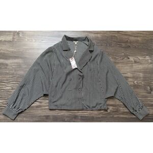 Button up striped XL top clean girl office wear classic western cowgirl Y2K 90’s